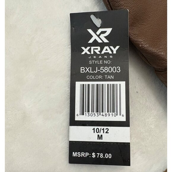 X Ray Brown Faux Leather Jacket With Zipper Pockets & High Collar Women Size M - Picture 11 of 16